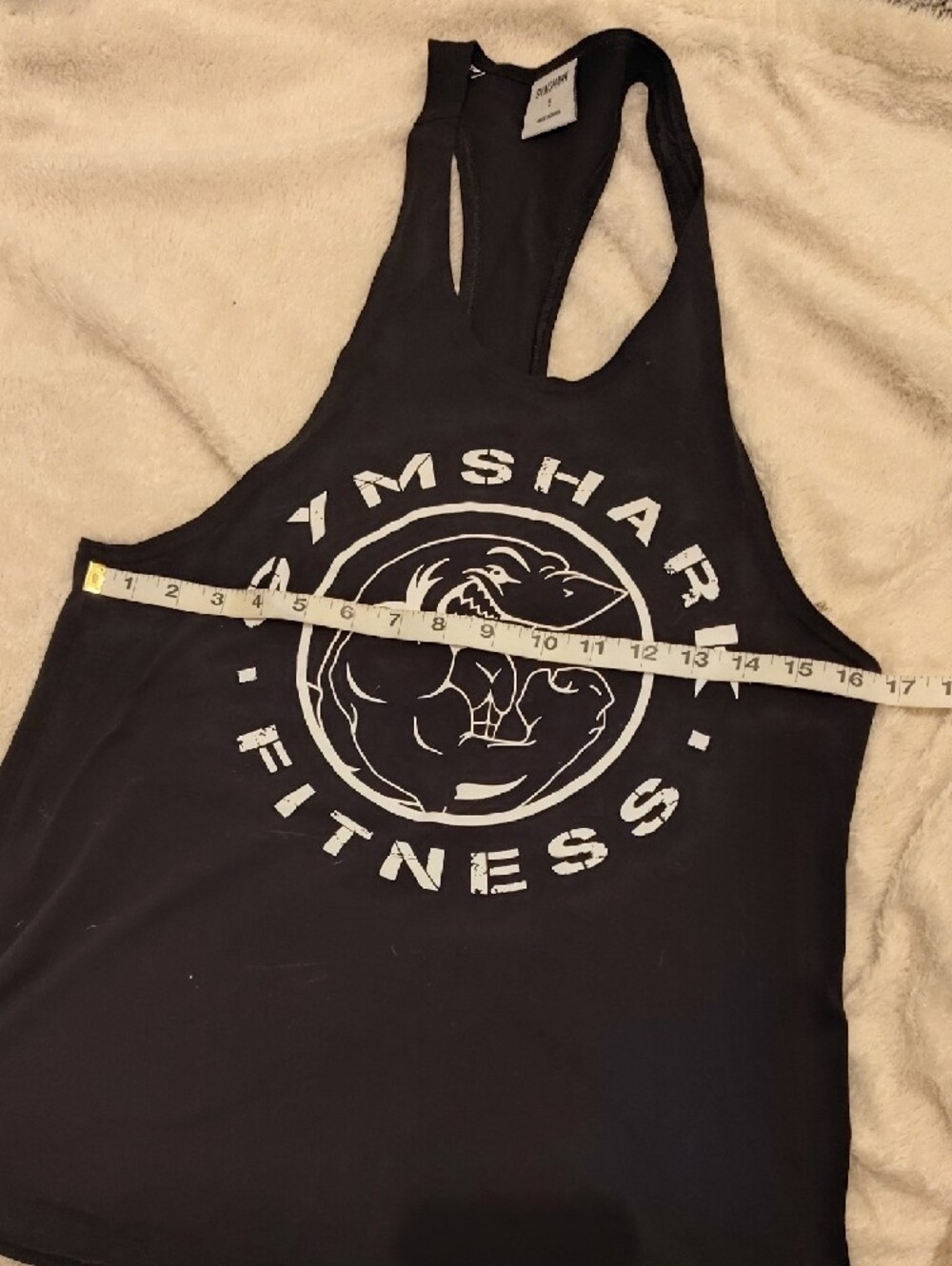 Gymshark Logo Racerback Muscle Ts - Black & Burgundy - Picture 10 of 10